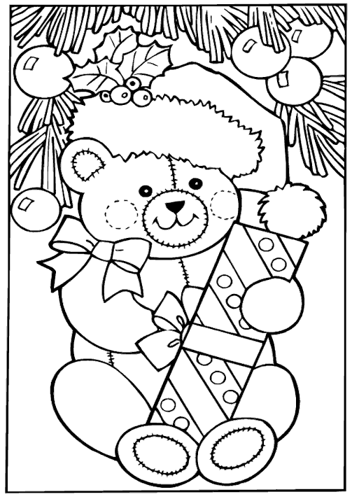 Coloring Pages Bear. Free Christmas Coloring Page