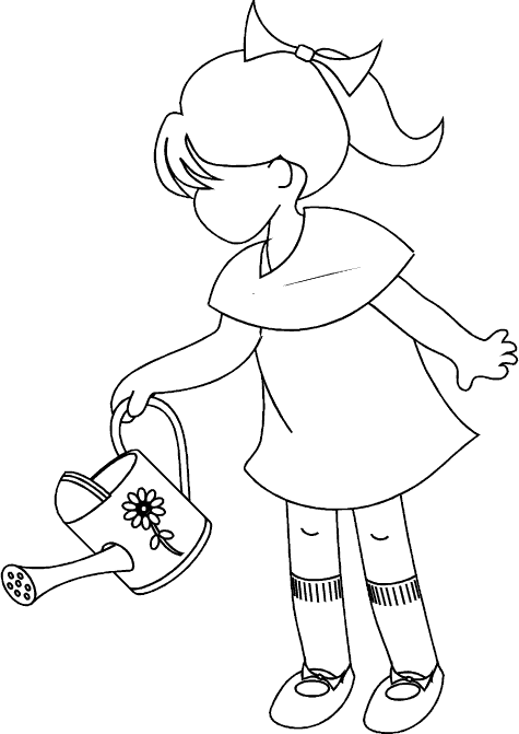 Girl Watering Coloring Page